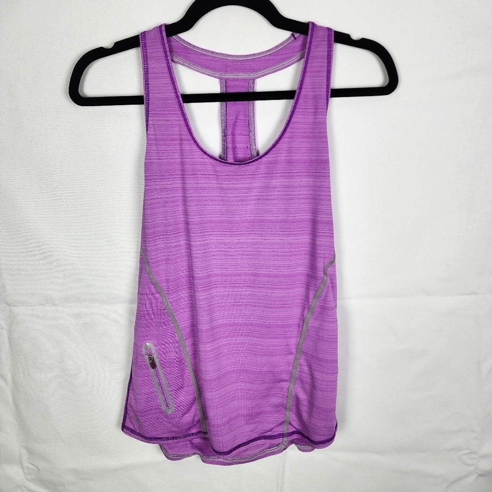 Athleta Purple Space Dye Racerback Tank Top Perforated Back Style 963958 XXS - Picture 1 of 6